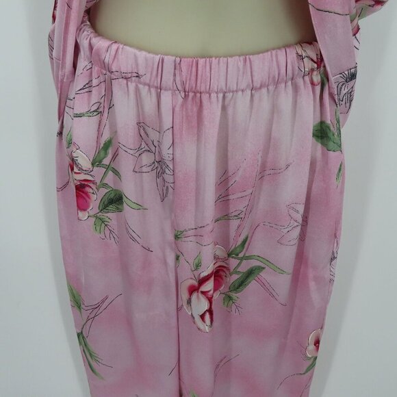 Gilligan & OMalley Women Small Pink Rose Flower V Neck Tank Top Pants Pajama Set - Picture 4 of 13